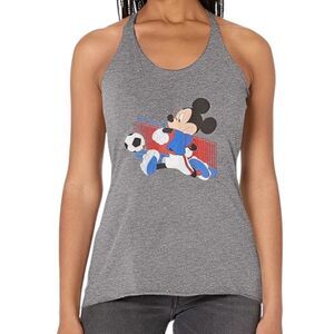 DISNEY USA Mickey Mouse Soccer Racerback Tank Top in Gray Size XL New